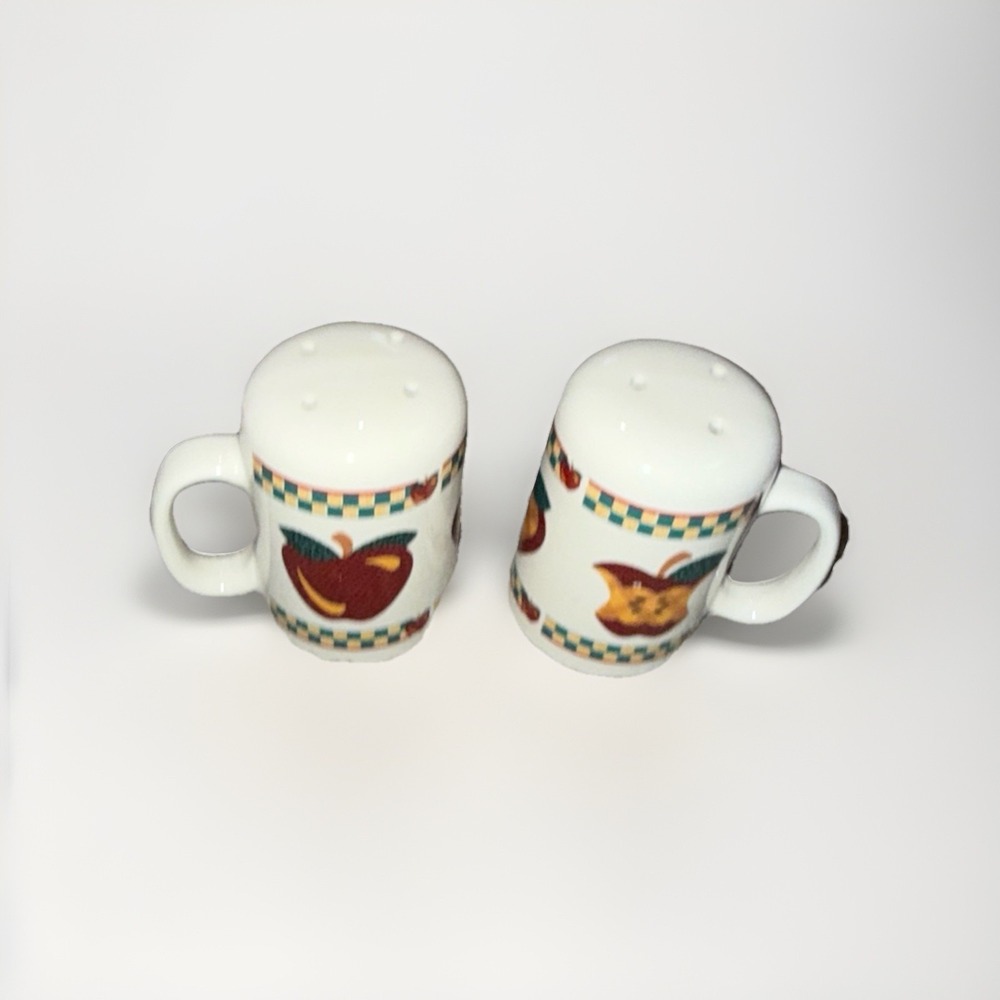 Vintage Tabletops Unlimited A Is For Apple Large Ceramic Salt & Pepper Shakers
